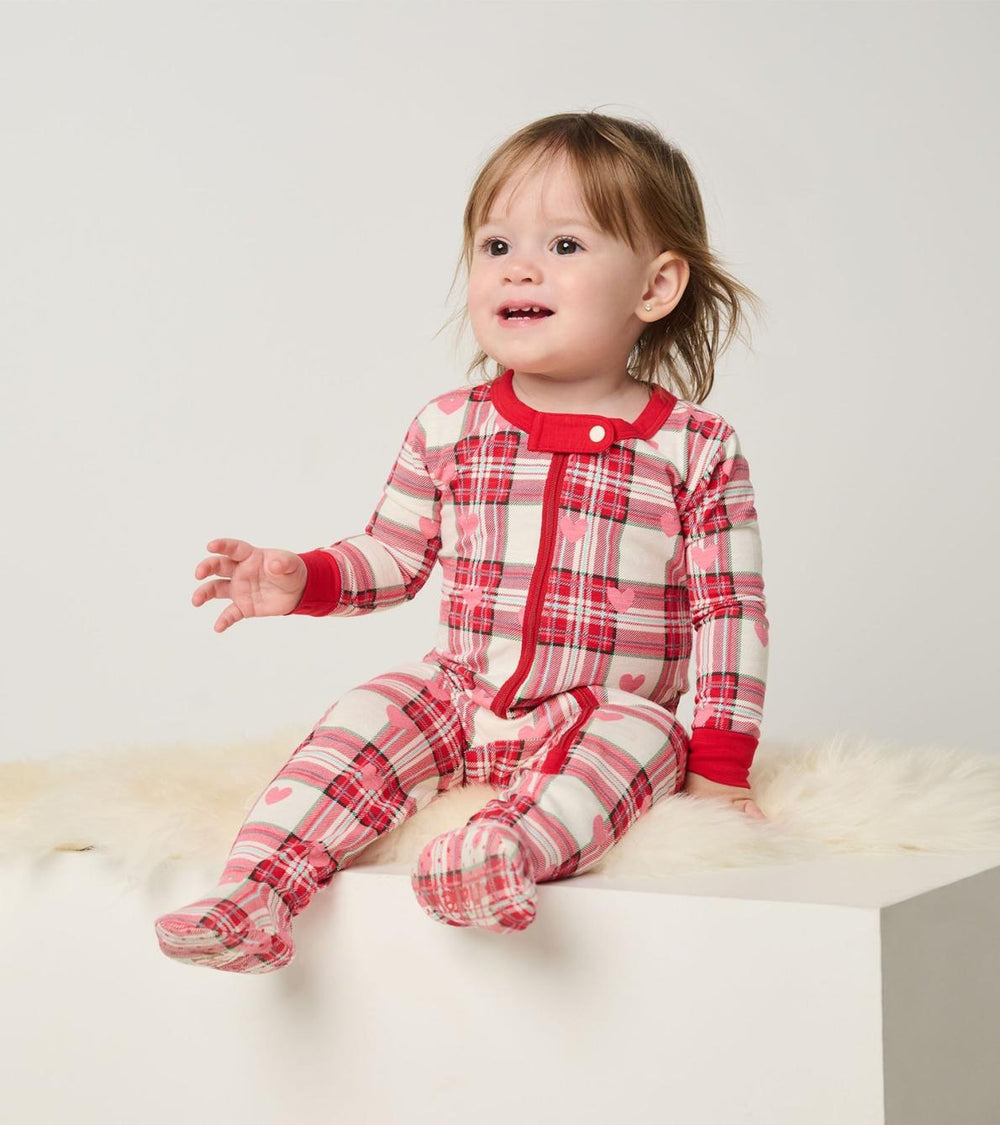 Hatley Sleepwear | Baby &amp; Toddler Baby Plaid Hearts Cotton Footed Sleeper