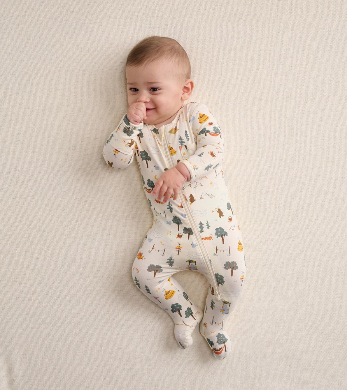 Hatley Sleepwear | Baby &amp; Toddler Camping Animals Newborn Zip-Up Footed Sleeper