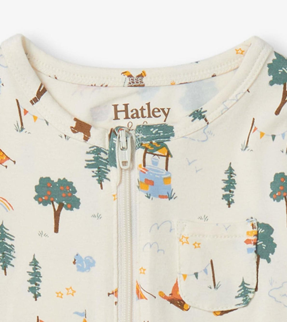 Hatley Sleepwear | Baby &amp; Toddler Camping Animals Newborn Zip-Up Footed Sleeper