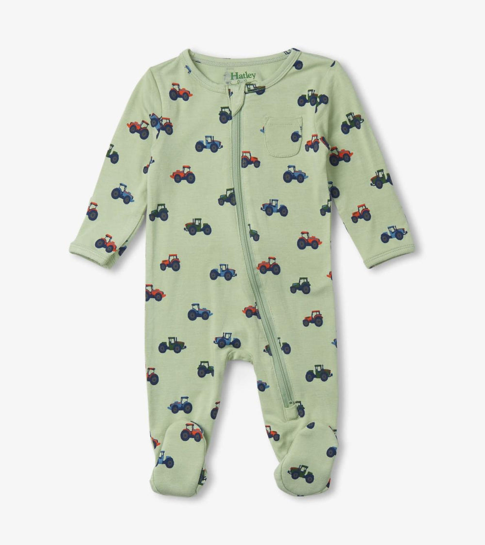 Hatley Sleepwear | Baby &amp; Toddler Little Tractors Newborn Zip-Up Footed Sleeper