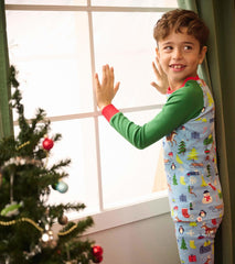 Hatley Sleepwear | Boys Blue Christmas Raglan Organic Cotton Pajama Set