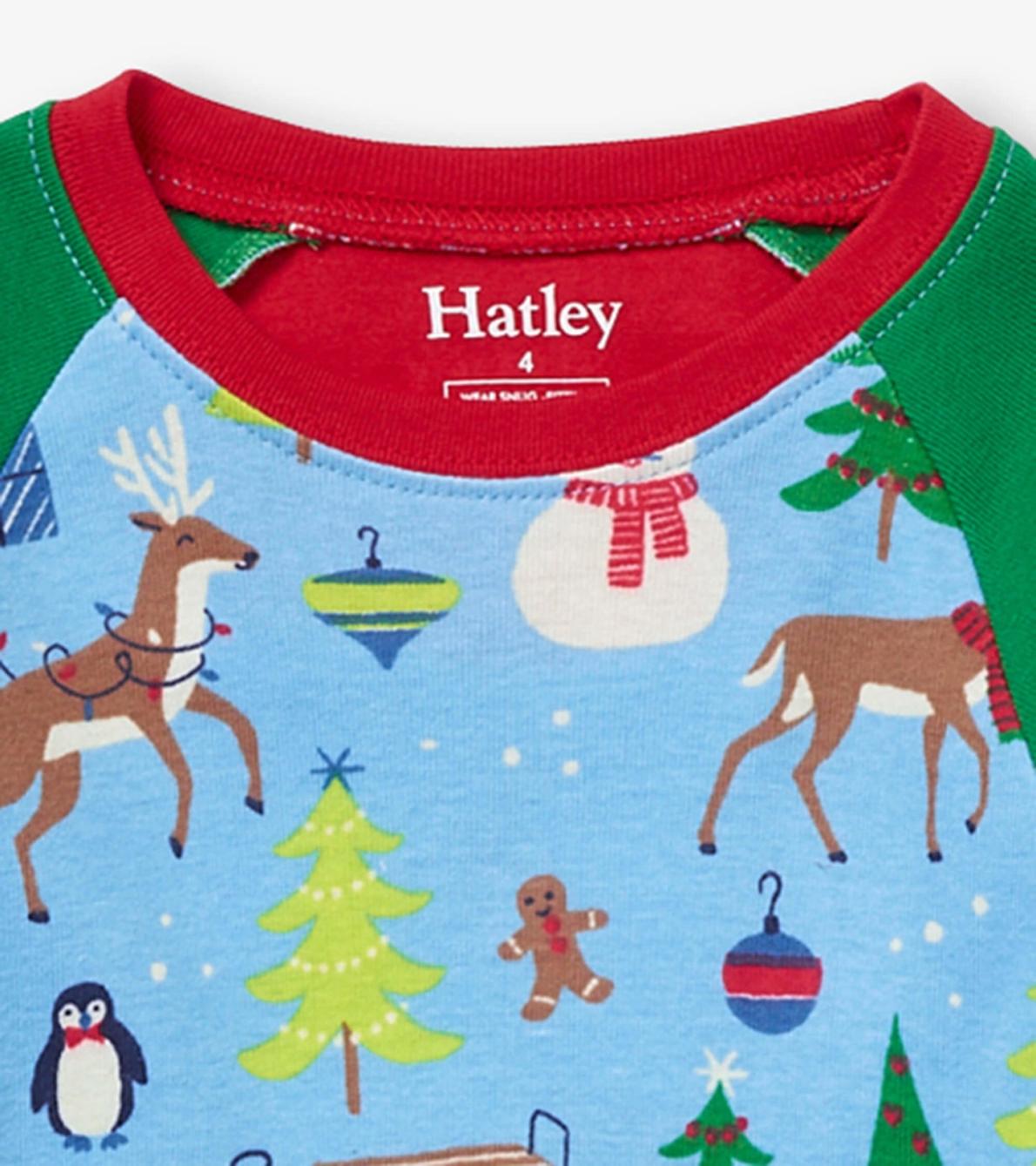 Hatley Sleepwear | Boys Blue Christmas Raglan Organic Cotton Pajama Set