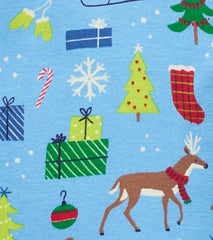 Hatley Sleepwear | Boys Blue Christmas Raglan Organic Cotton Pajama Set