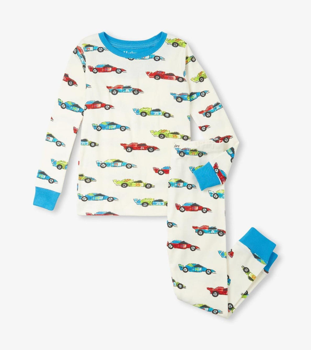 Hatley Sleepwear | Boys Boys Water Colour Racecars Organic Cotton Pajama Set
