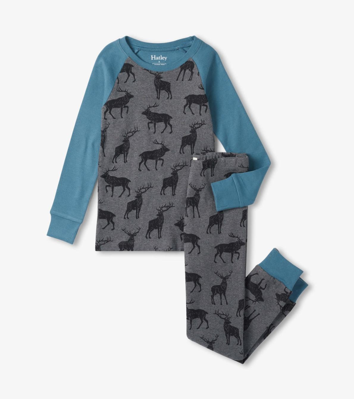 Hatley Sleepwear | Boys Magestic Elks Raglan Organic Cotton Pajama Set