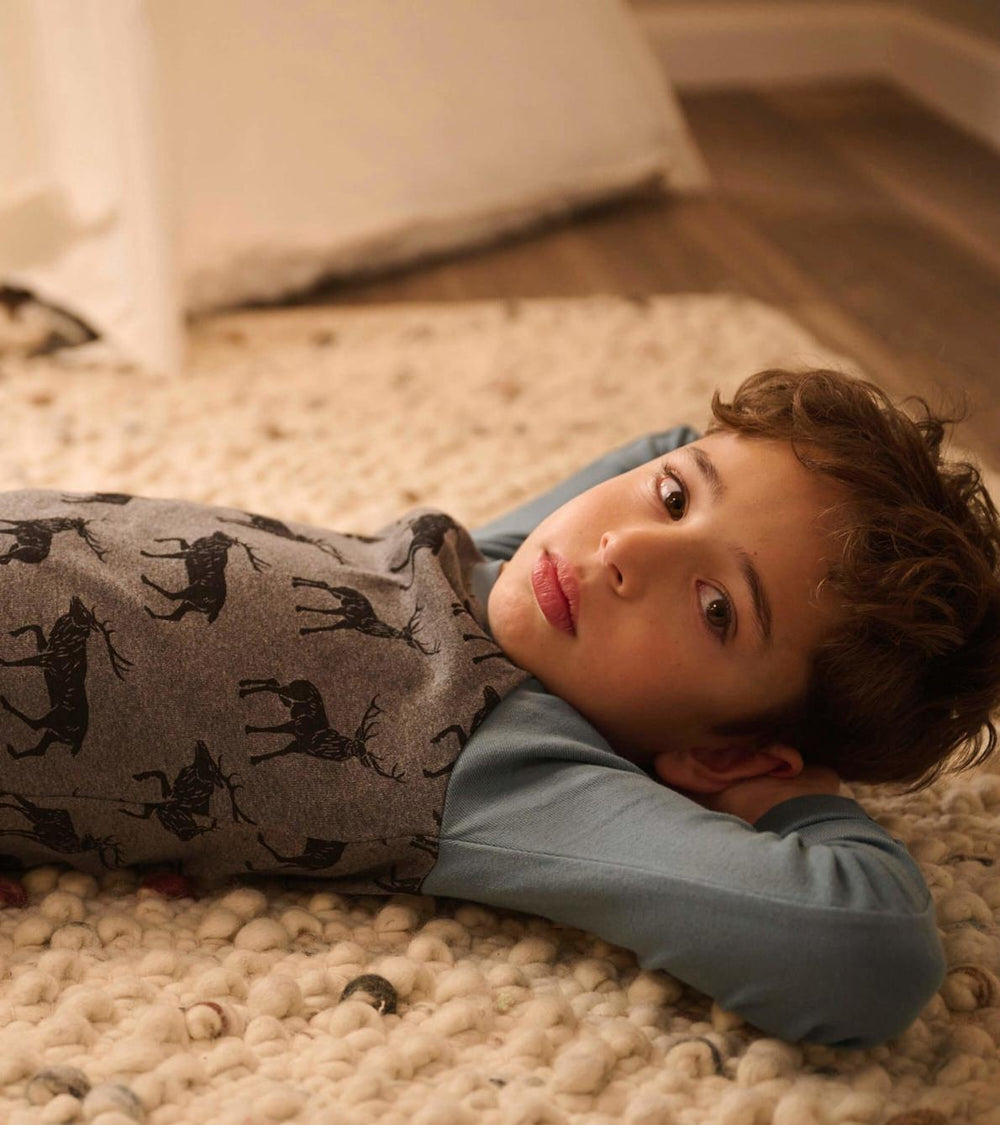 Hatley Sleepwear | Boys Magestic Elks Raglan Organic Cotton Pajama Set