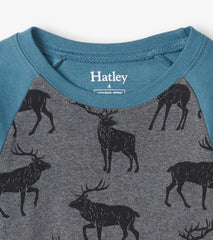 Hatley Sleepwear | Boys Magestic Elks Raglan Organic Cotton Pajama Set