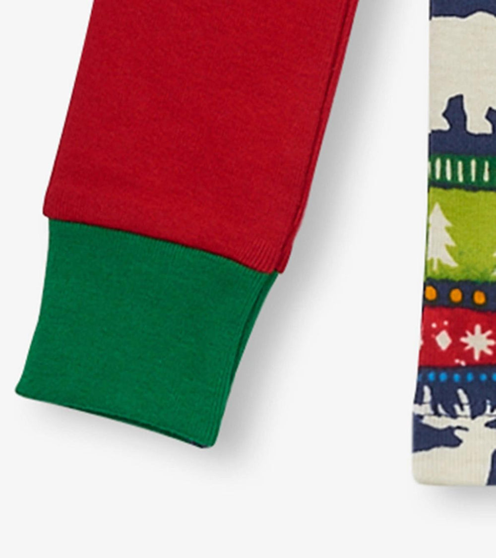 Hatley Sleepwear | Boys Navy Painted Fairisle Raglan Organic Cotton Pajama Set