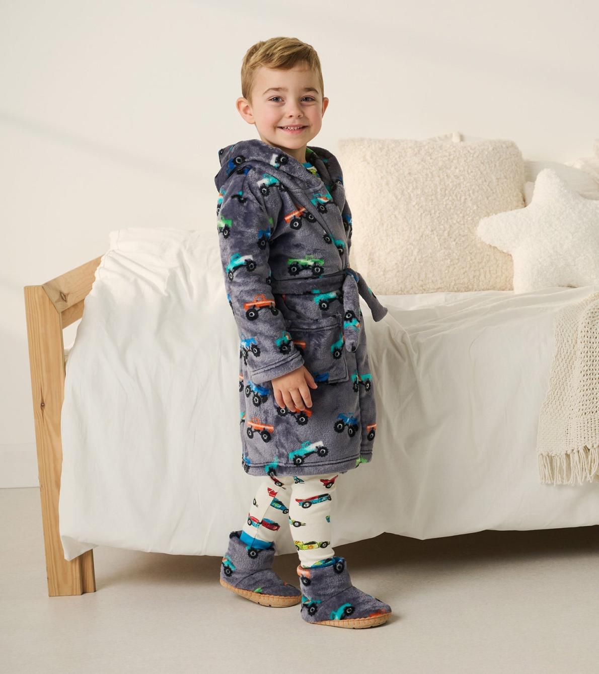 Hatley Sleepwear | Boys/Baby &amp; Toddler Baby Boys Monster Trucks Fleece Slippers