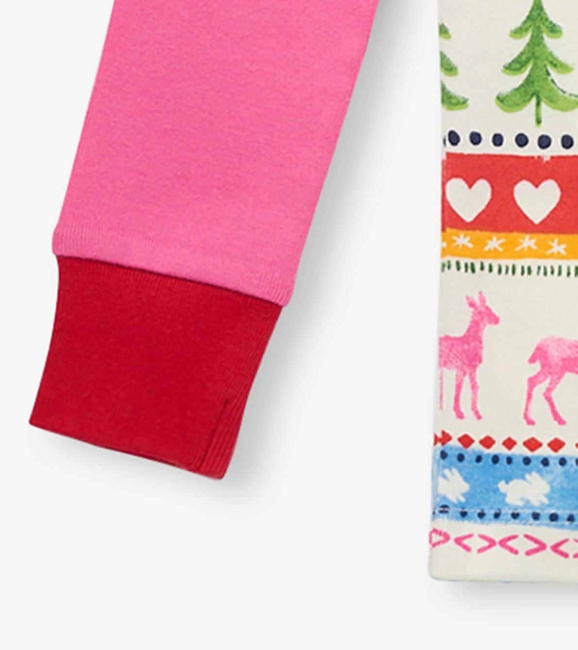 Hatley Sleepwear | Girls Cream Painted Fair Isle Raglan Organic Cotton Pajama Set