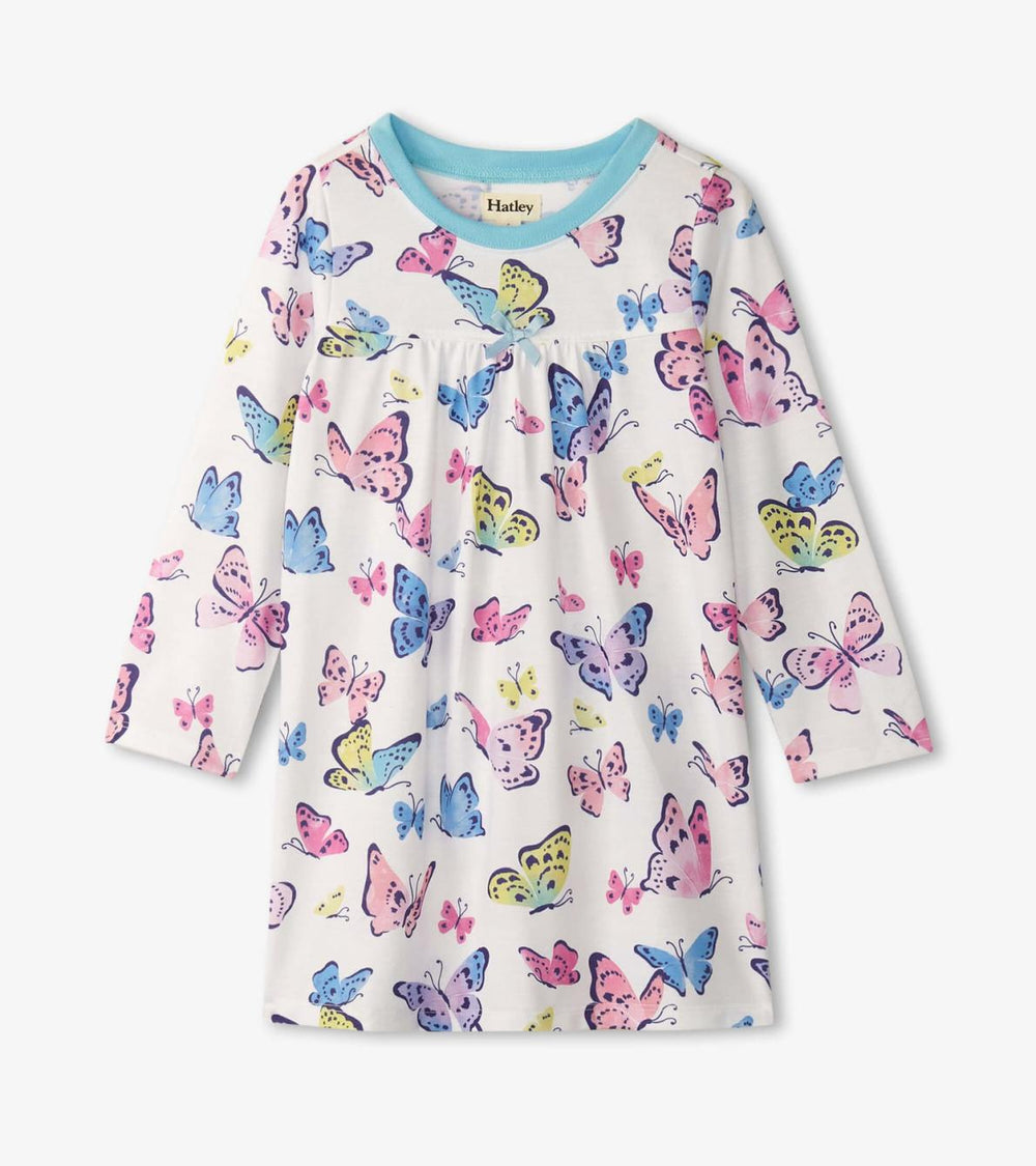 Hatley Sleepwear | Girls Girls Big Butterflies Long Sleeve Nightgown