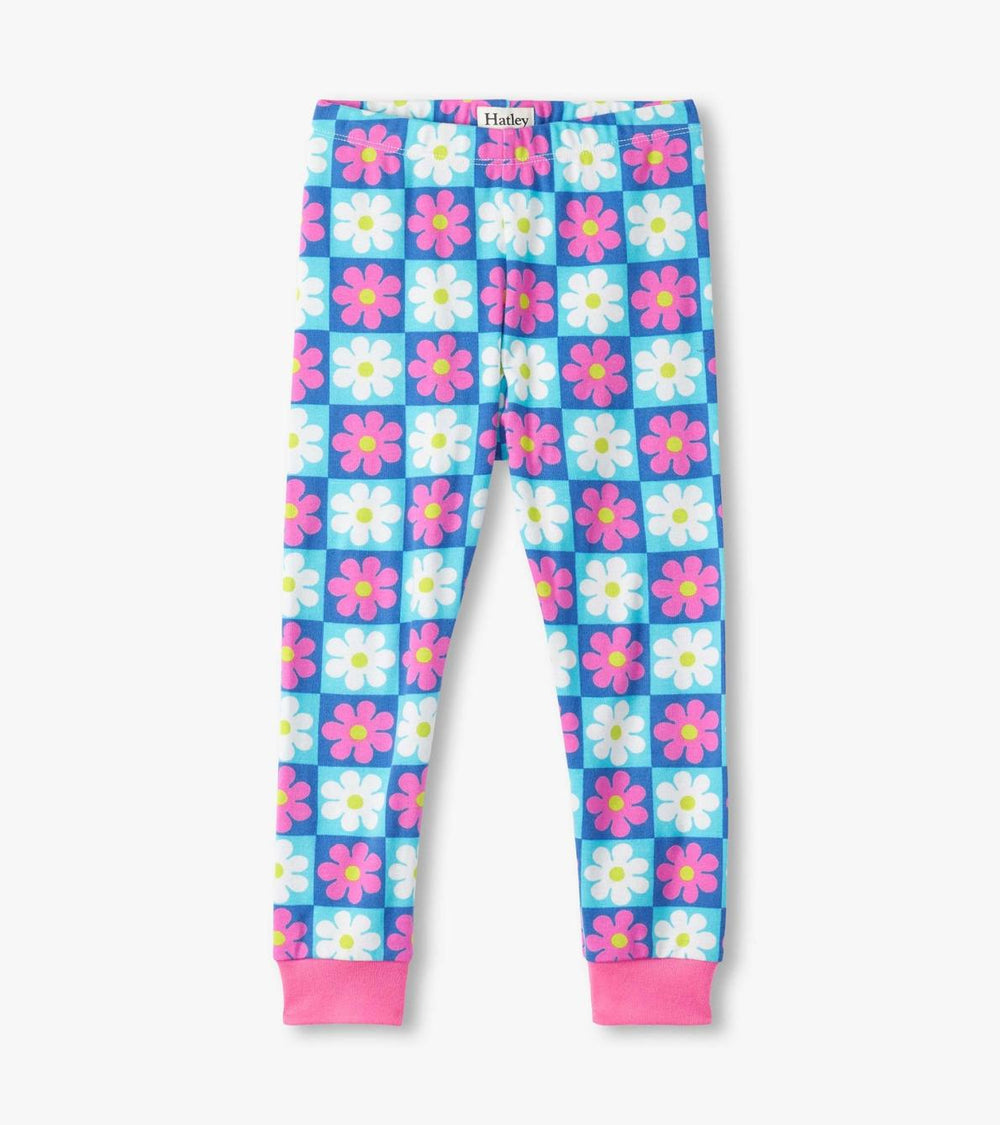 Hatley Sleepwear | Girls Girls Checkered Daisies Organic Cotton Pajama Set