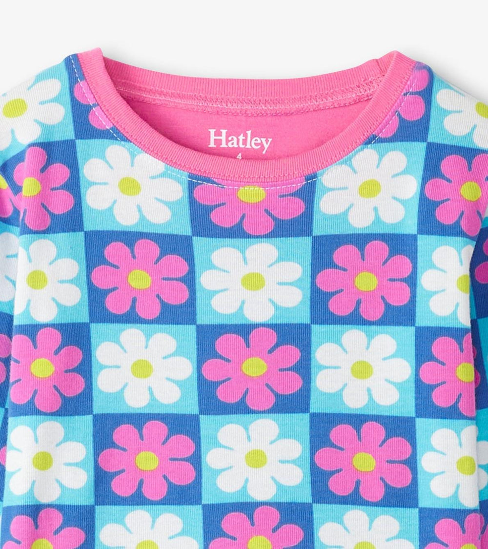 Hatley Sleepwear | Girls Girls Checkered Daisies Organic Cotton Pajama Set