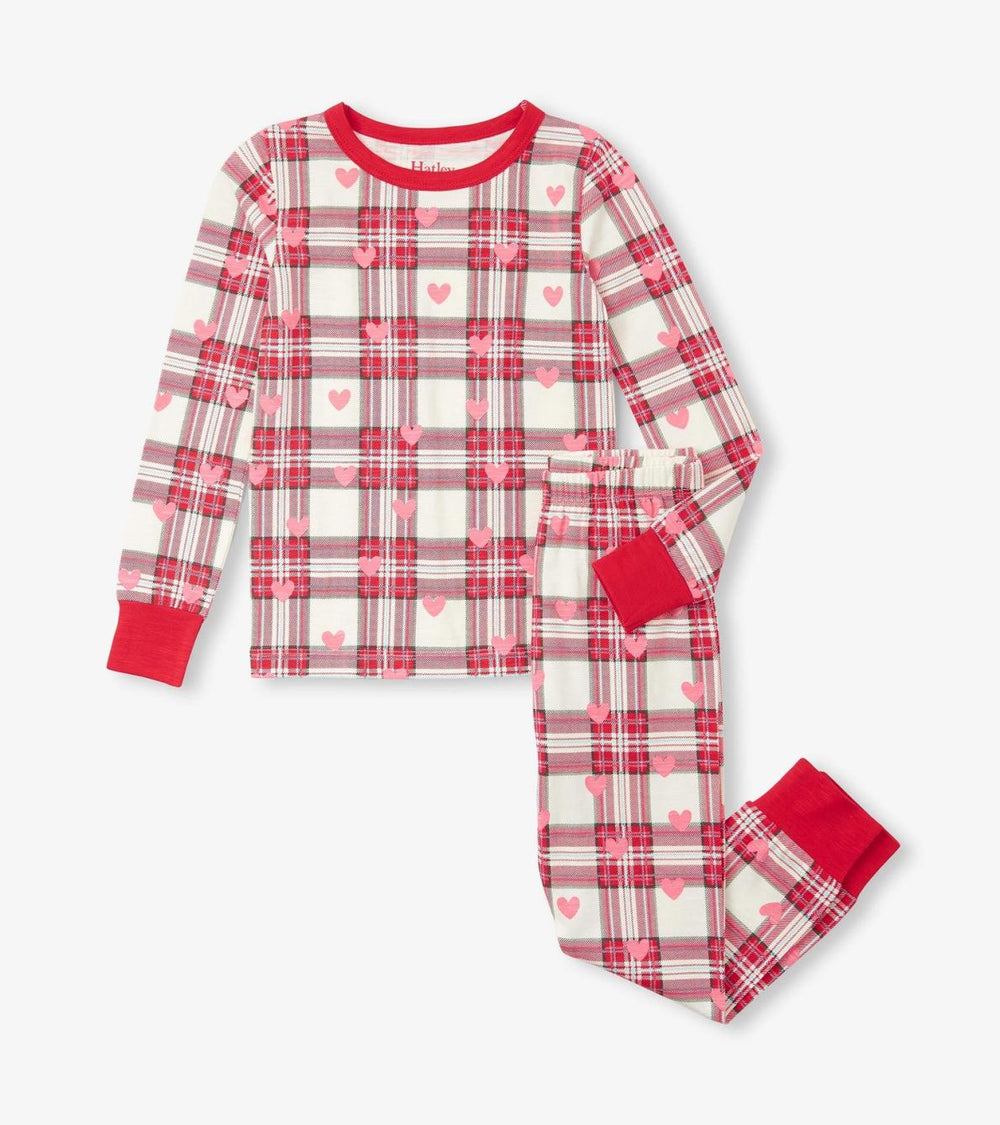 Hatley Sleepwear | Girls Girls Plaid Hearts Pajama Set
