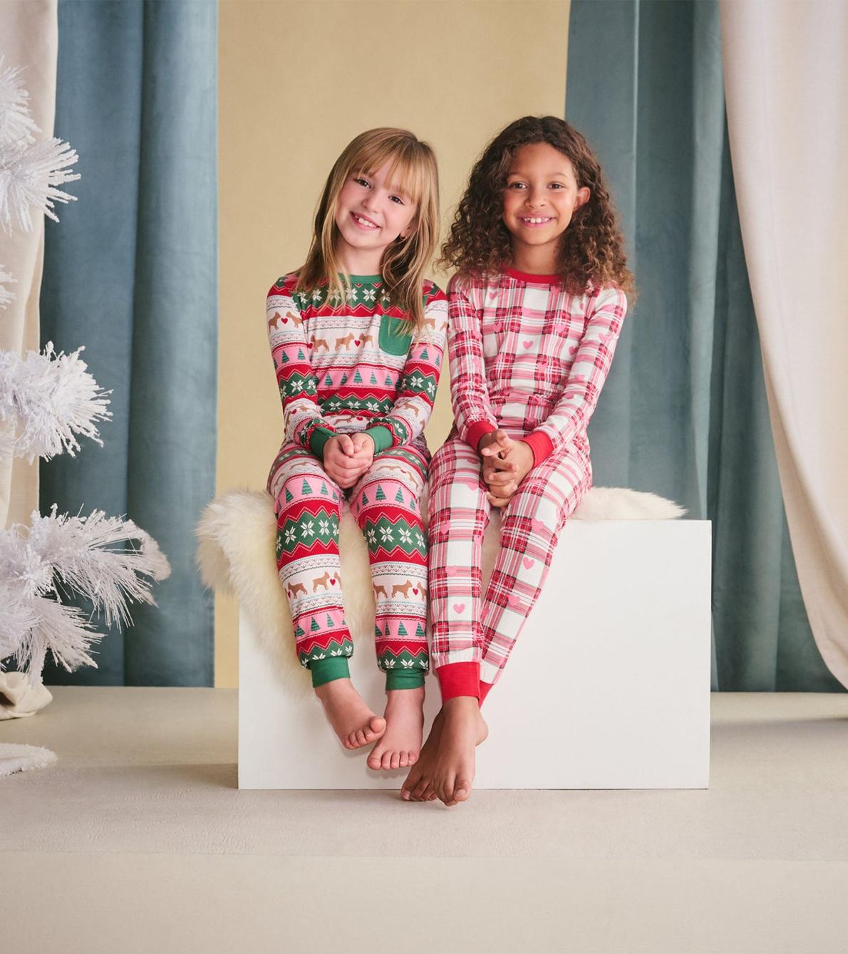 Hatley Sleepwear | Girls Girls Plaid Hearts Pajama Set