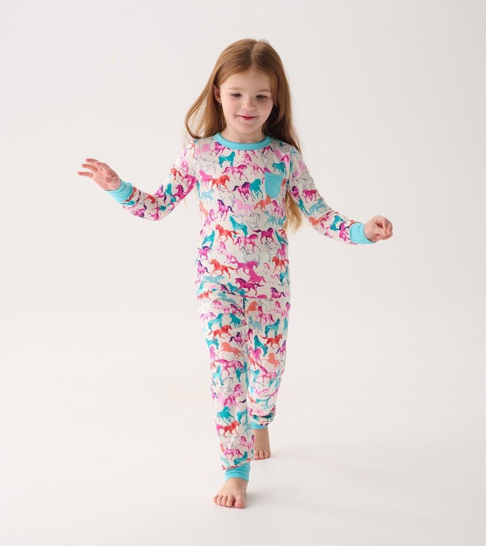 Hatley Sleepwear | Girls Girls Pretty Horses Bamboo Pajama Set