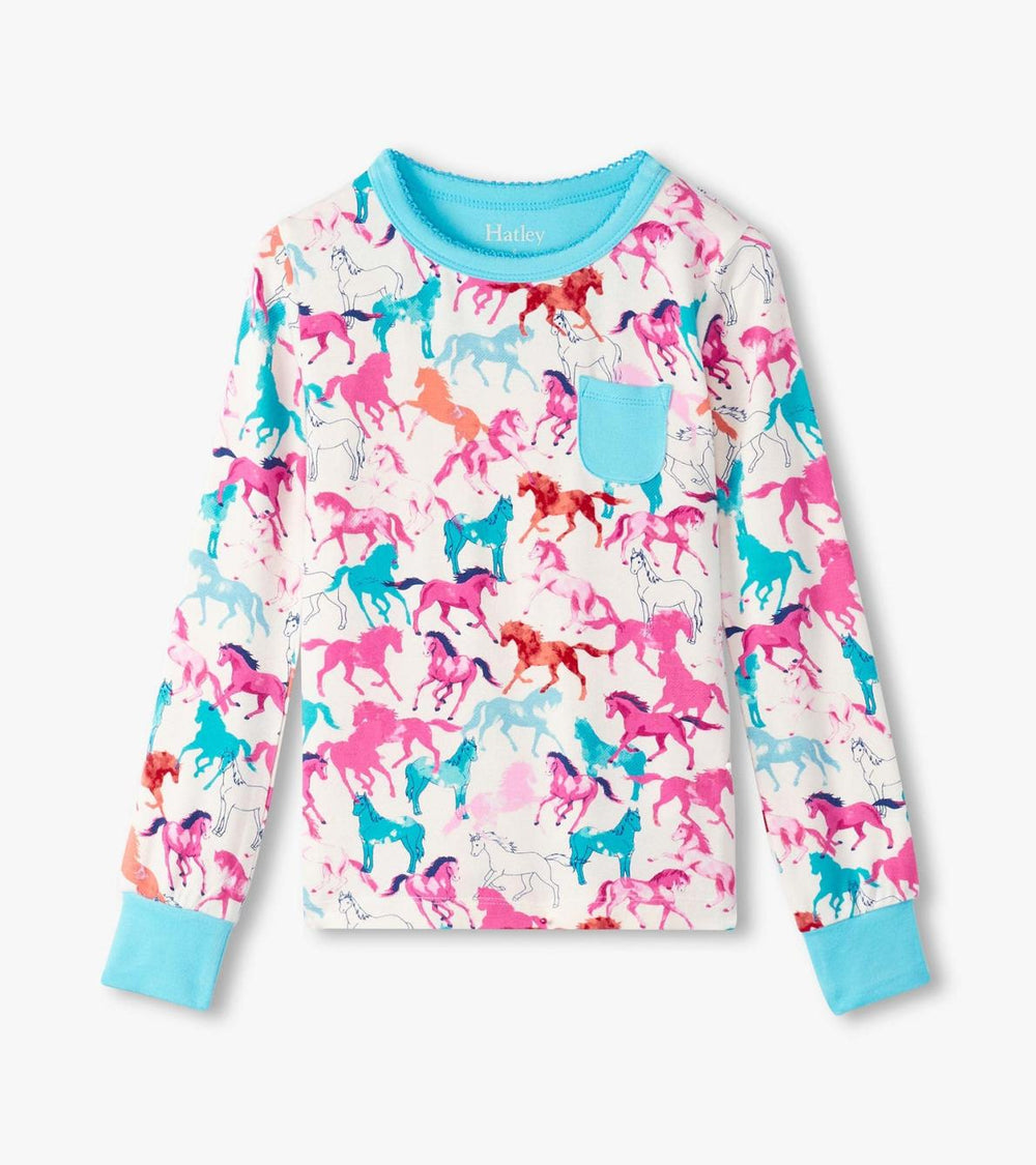 Hatley Sleepwear | Girls Girls Pretty Horses Bamboo Pajama Set