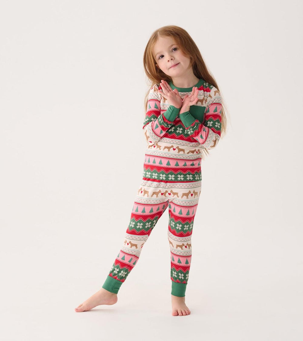 Hatley Sleepwear | Girls Girls Puppy Hearts Fair Isle Bamboo Pajama Set