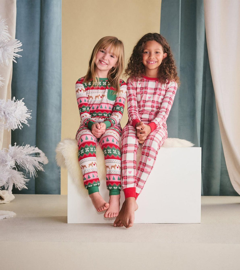 Hatley Sleepwear | Girls Girls Puppy Hearts Fair Isle Bamboo Pajama Set