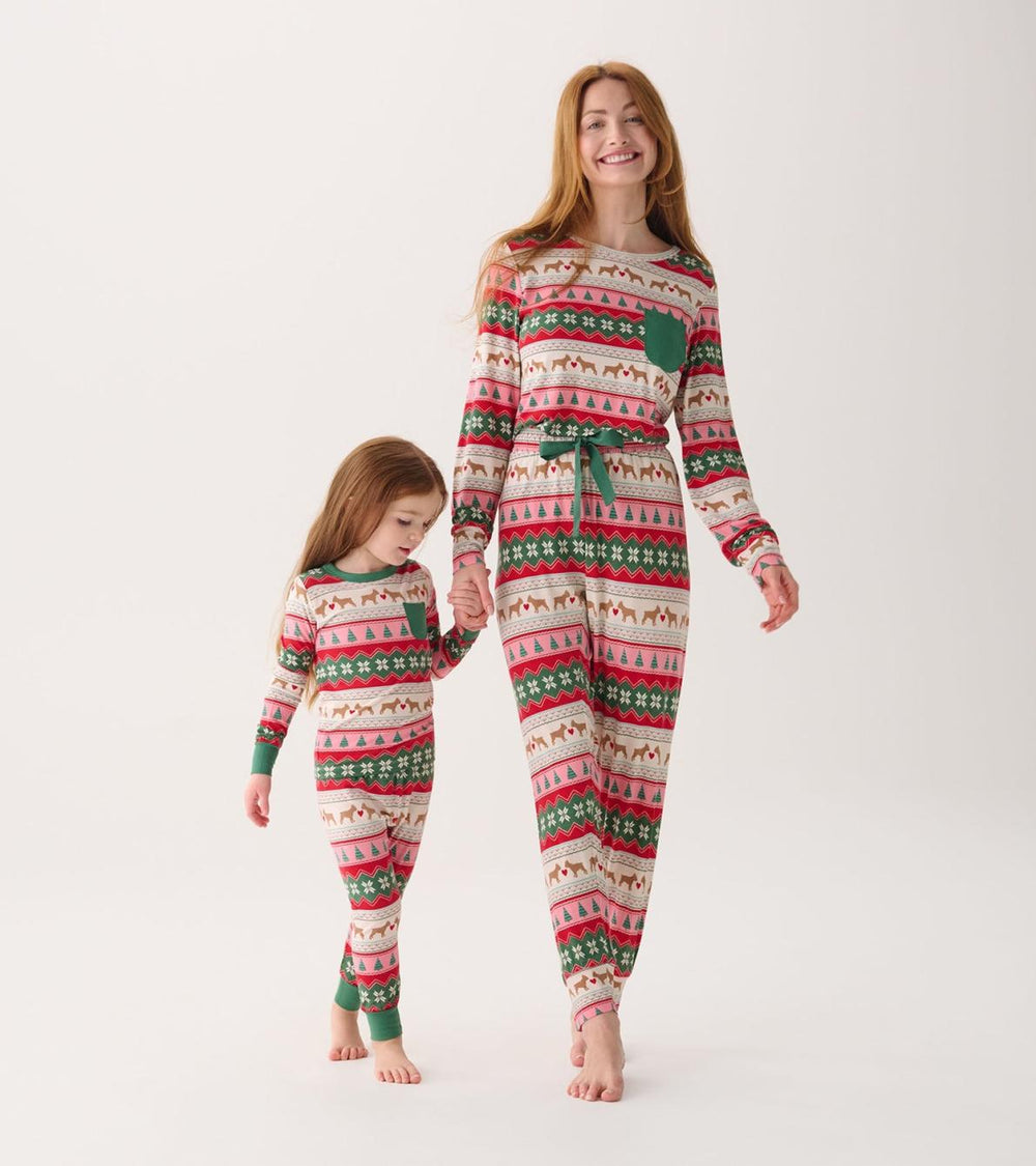 Hatley Sleepwear | Girls Girls Puppy Hearts Fair Isle Bamboo Pajama Set