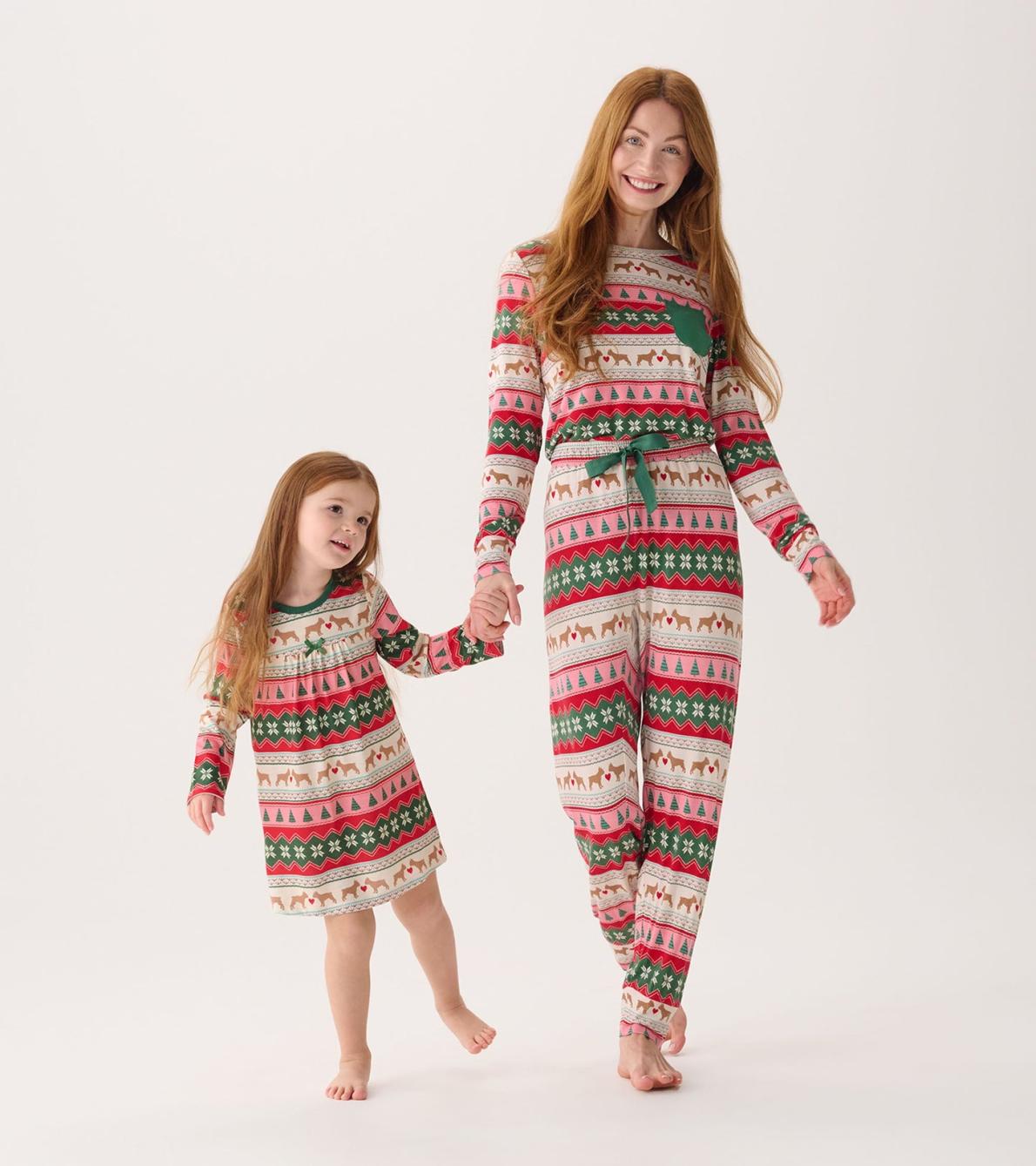 Hatley Sleepwear | Girls Girls Puppy Hearts Fair Isle Long Sleeve Nightdress