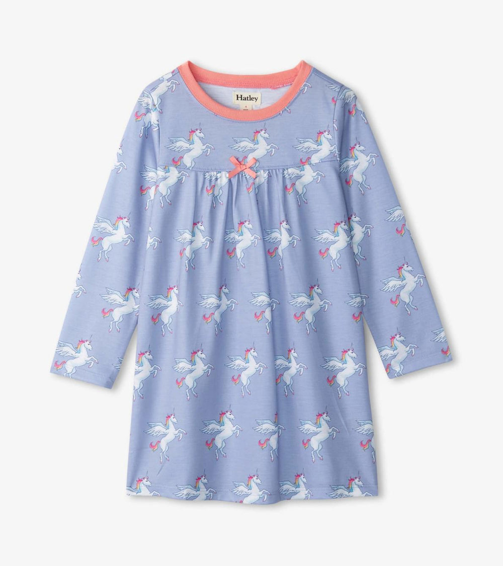 Hatley Sleepwear | Girls Girls Rainbow Unicorn Long Sleeve Nightgown