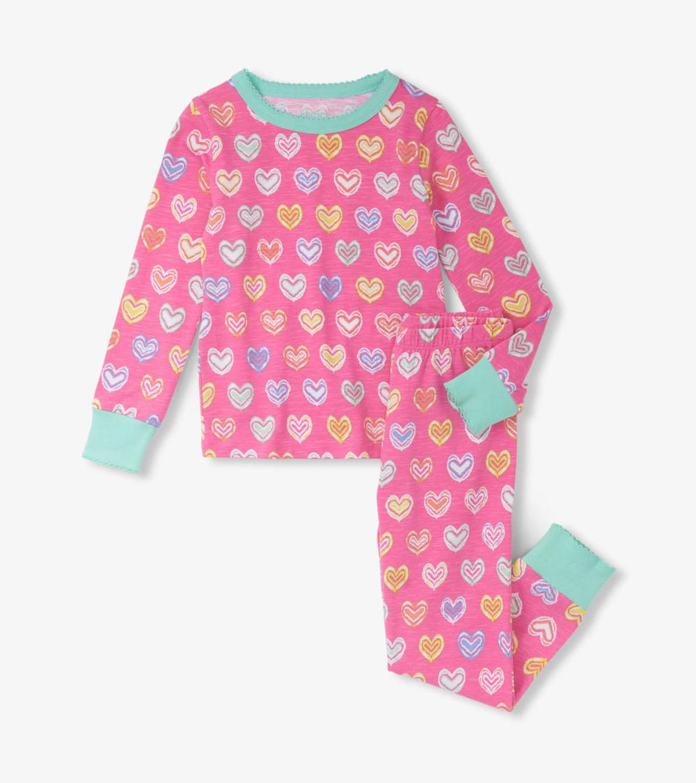 Hatley Sleepwear | Girls Girls Shibori Hearts Pajama Set