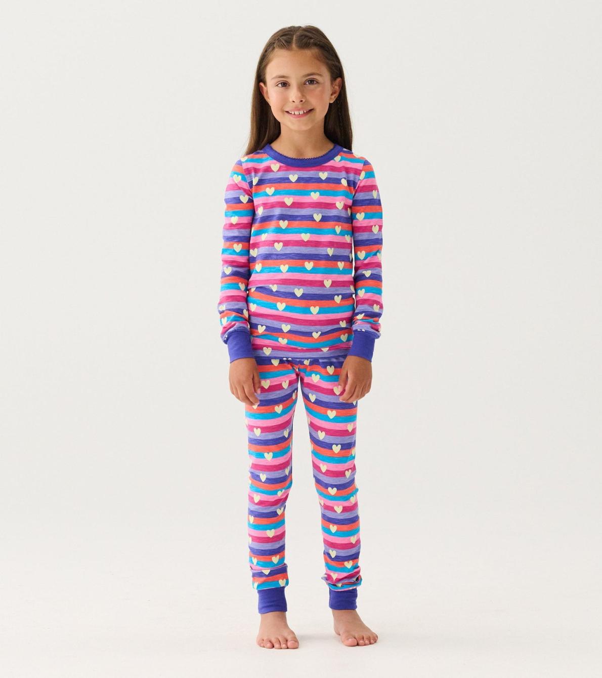 Hatley Sleepwear | Girls Girls Stripes &amp; Hearts Pajama Set