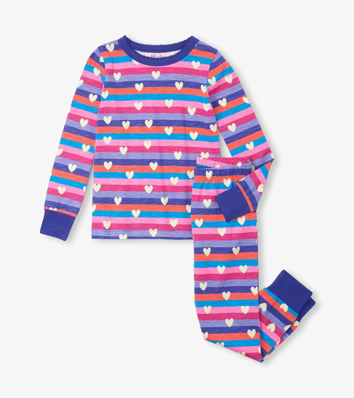 Hatley Sleepwear | Girls Girls Stripes &amp; Hearts Pajama Set