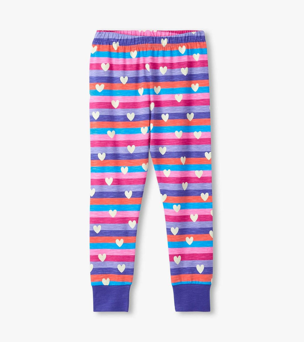 Hatley Sleepwear | Girls Girls Stripes &amp; Hearts Pajama Set