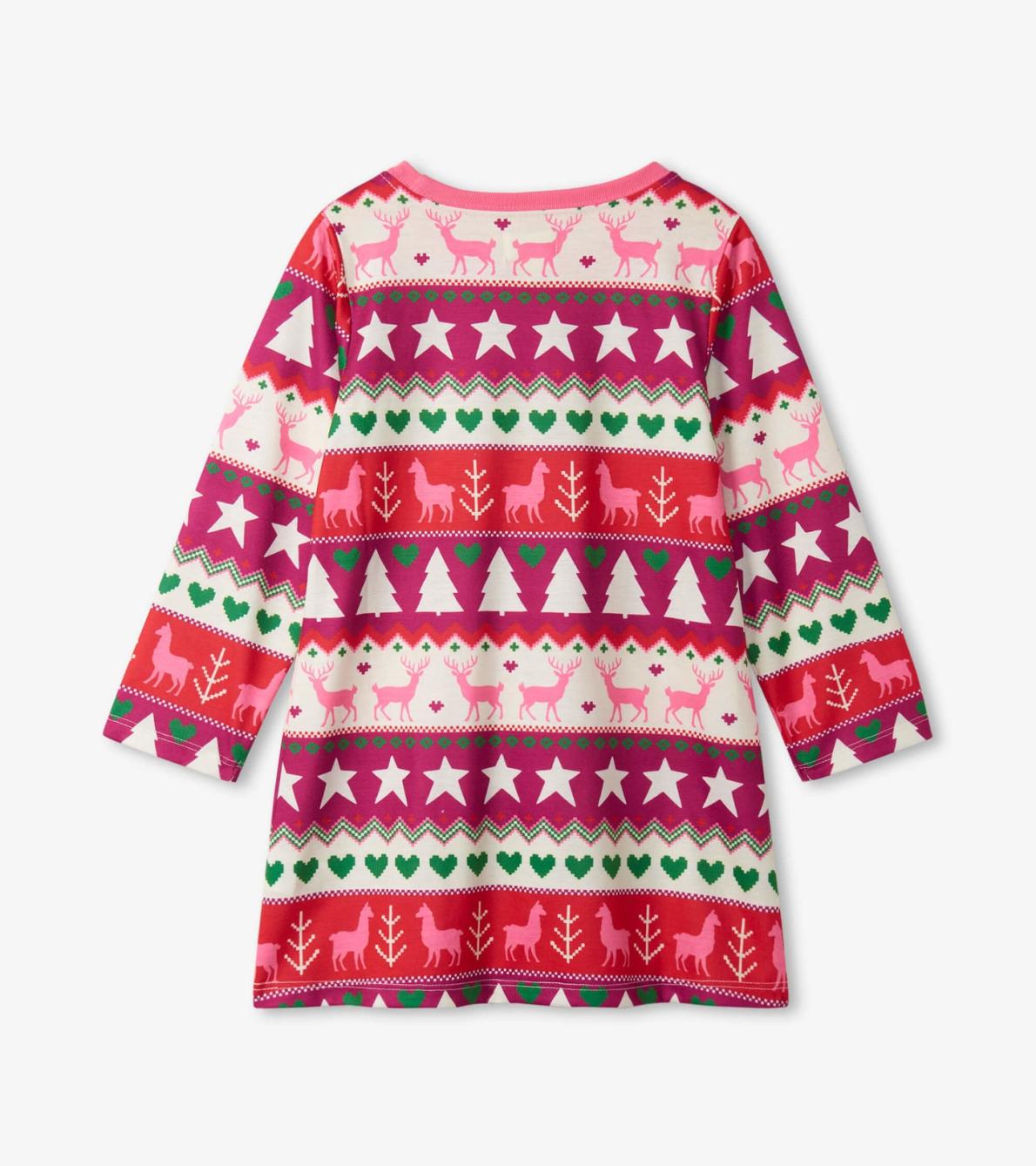 Hatley Sleepwear | Girls Holiday Fair Isle Long Sleeve Girls Nightgown