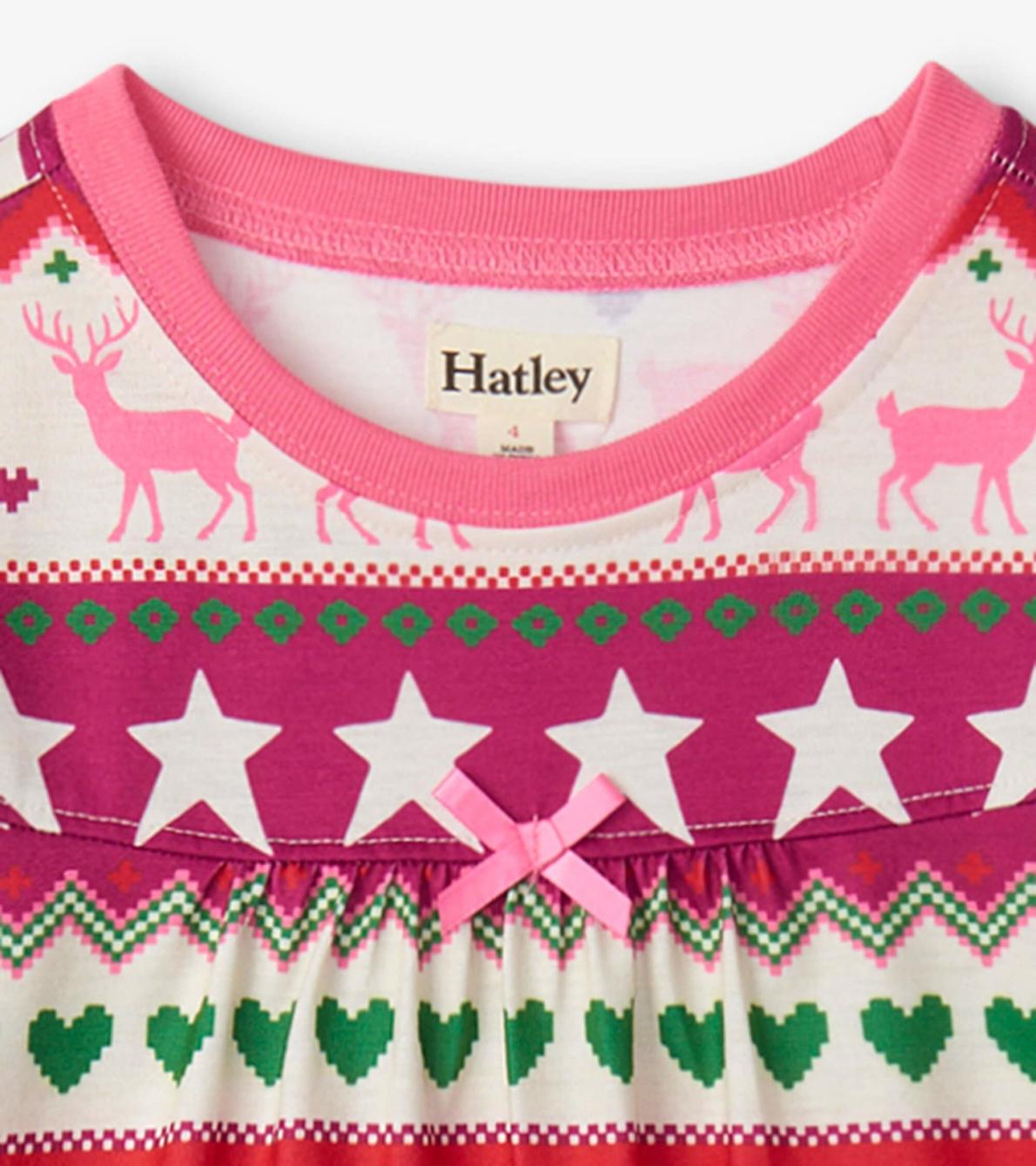Hatley Sleepwear | Girls Holiday Fair Isle Long Sleeve Girls Nightgown