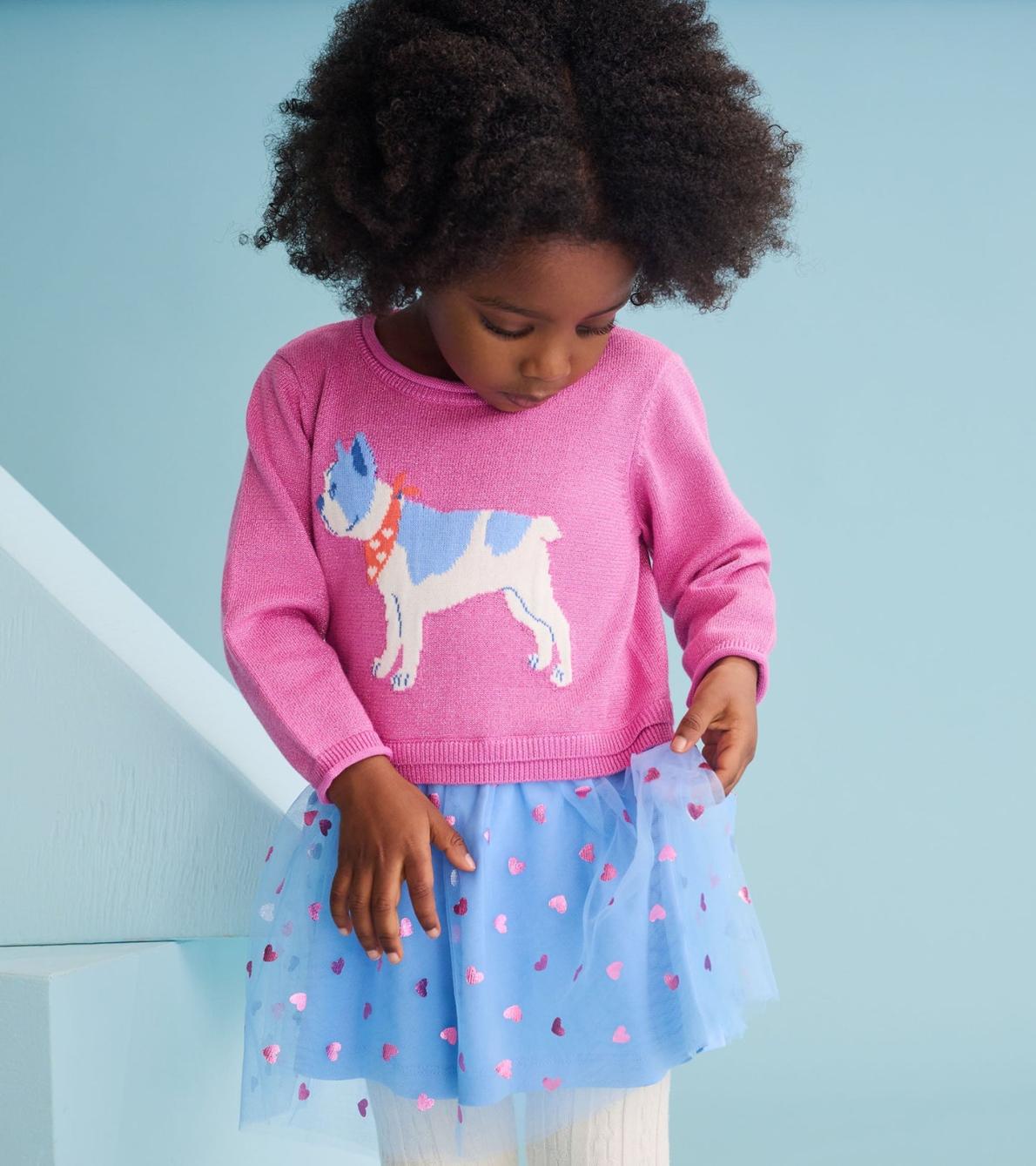 Hatley Sweaters | Baby &amp; Toddler Baby &amp; Toddler Girls French Bulldogs Drop Waist Sweater Dress