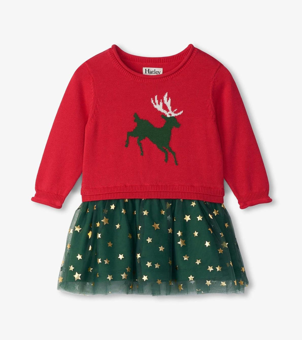Hatley Sweaters | Baby &amp; Toddler Baby &amp; Toddler Holiday Reindeer Drop Waist Sweater Dress