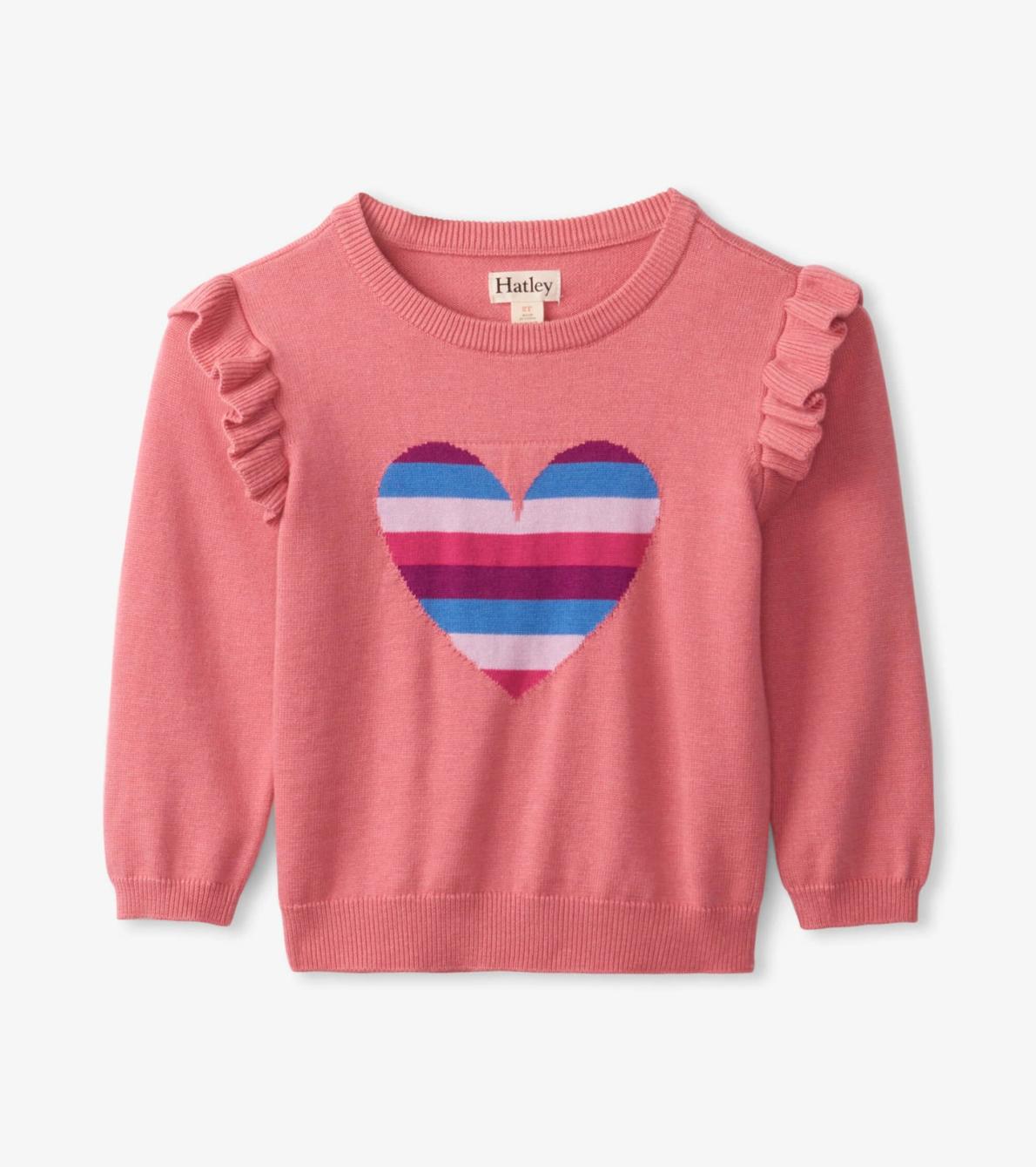 Hatley Sweaters | Baby &amp; Toddler Striped Heart Ruffle Sleeve Sweater