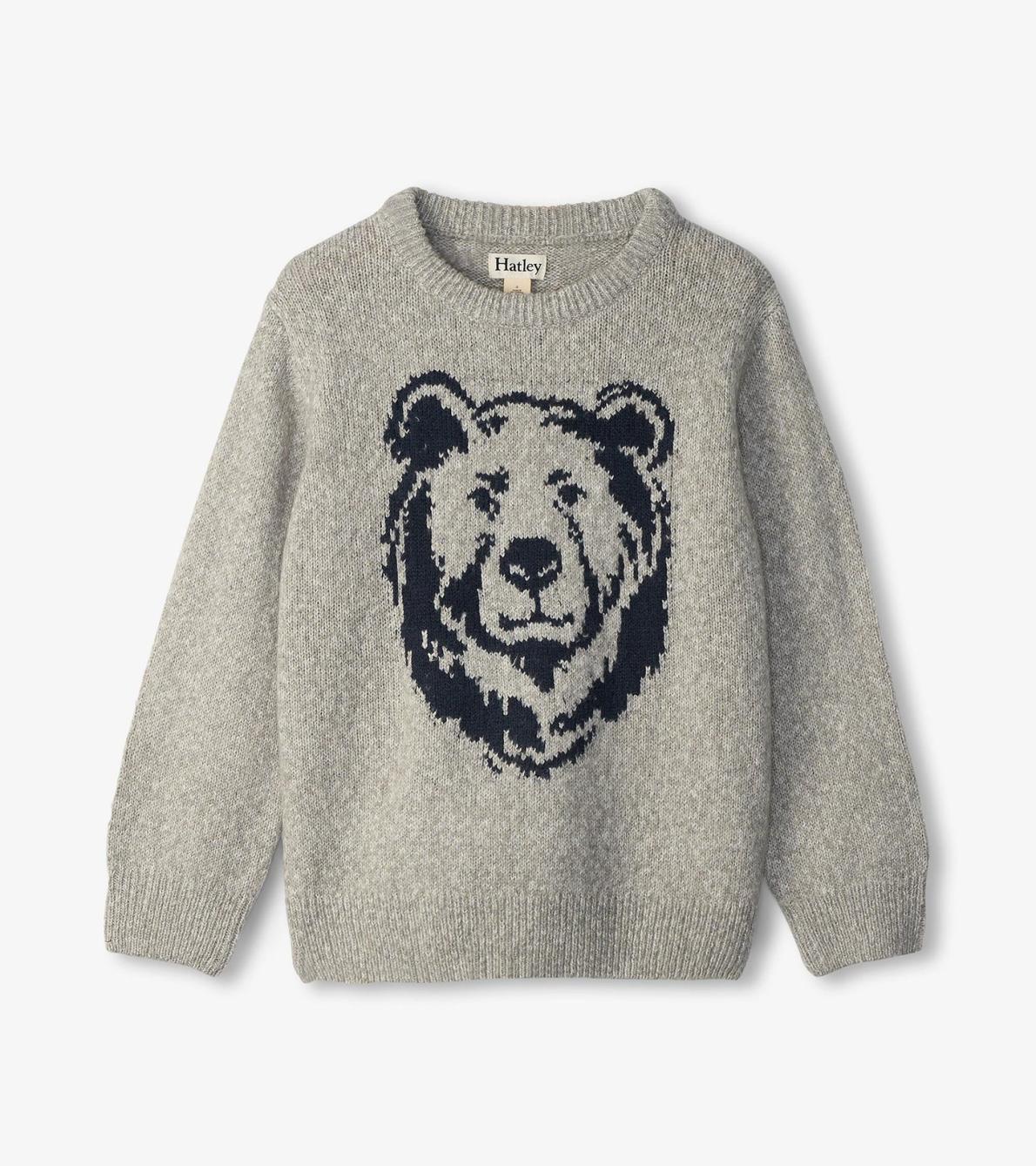 Hatley Sweaters | Boys Boys Charcoal Bear Crew Neck Sweater