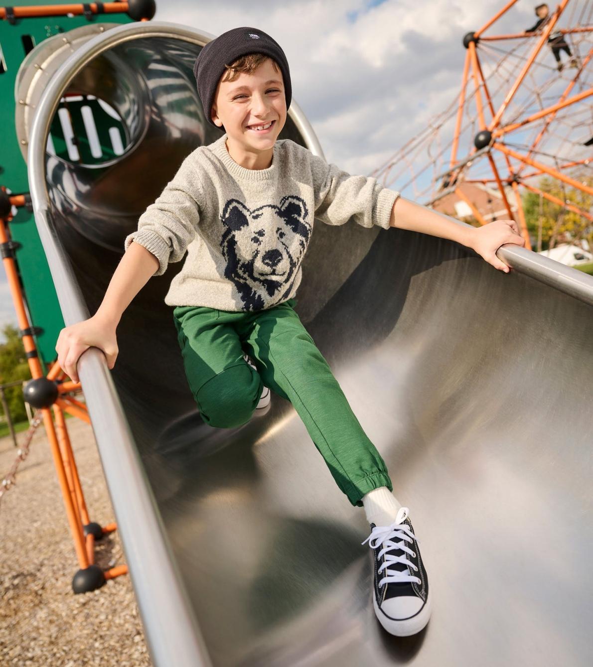 Hatley Sweaters | Boys Boys Charcoal Bear Crew Neck Sweater