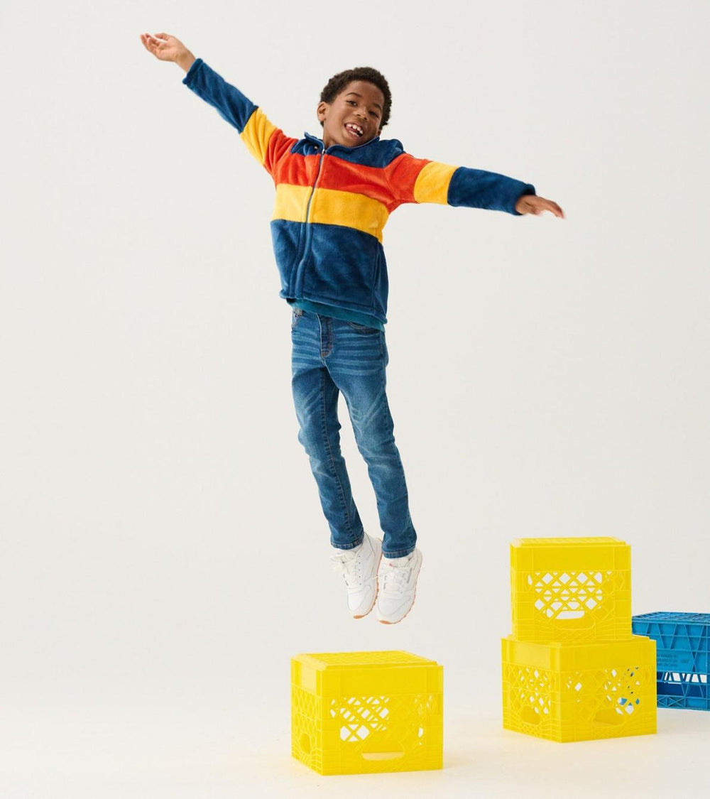 Hatley Sweaters | Boys Boys Colour Block Fuzzy Fleece Zip-Up Jacket