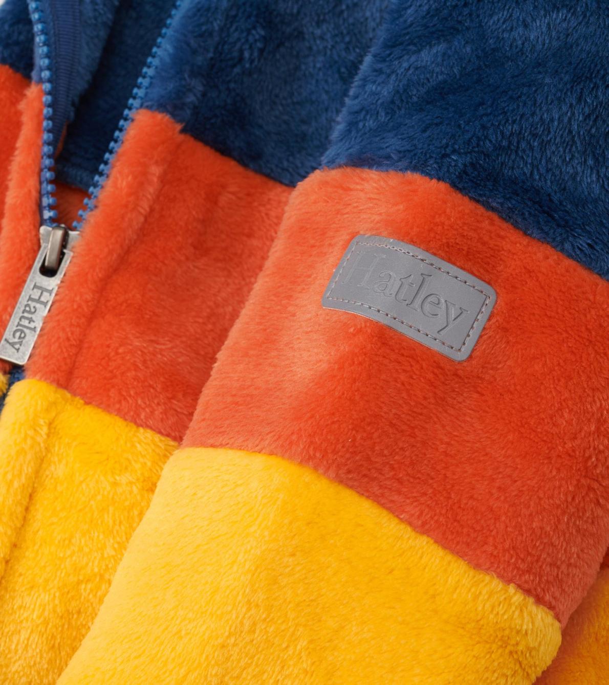 Hatley Sweaters | Boys Boys Colour Block Fuzzy Fleece Zip-Up Jacket