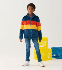 Hatley Sweaters | Boys Boys Colour Block Fuzzy Fleece Zip-Up Jacket