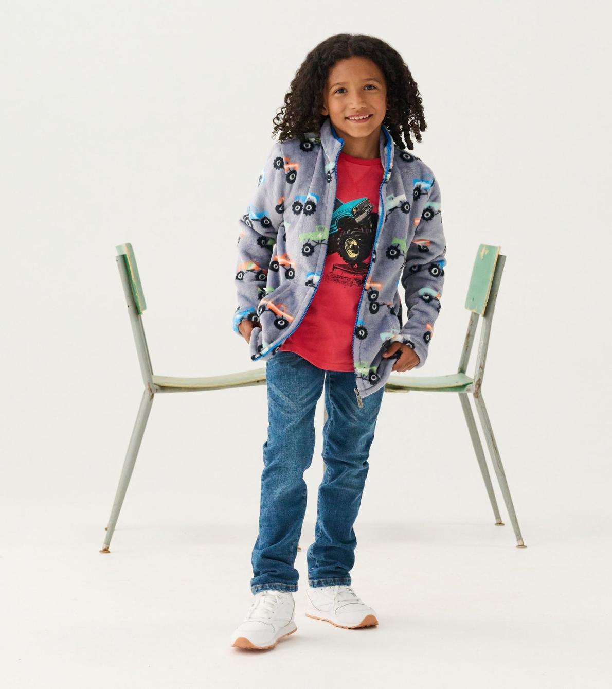 Hatley Sweaters | Boys Boys Monster Trucks Fuzzy Fleece Zip-Up Jacket