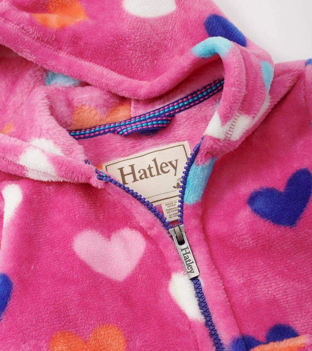 Hatley Sweaters | Girls Girls Hearts Fleece Zip-Up Hoodie