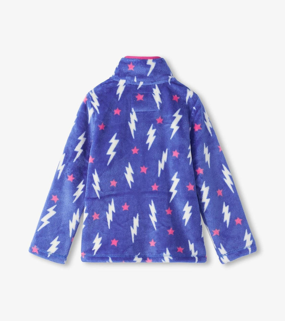 Hatley Sweaters | Girls Girls Lightning Bolts Fuzzy Fleece Zip-Up Jacket