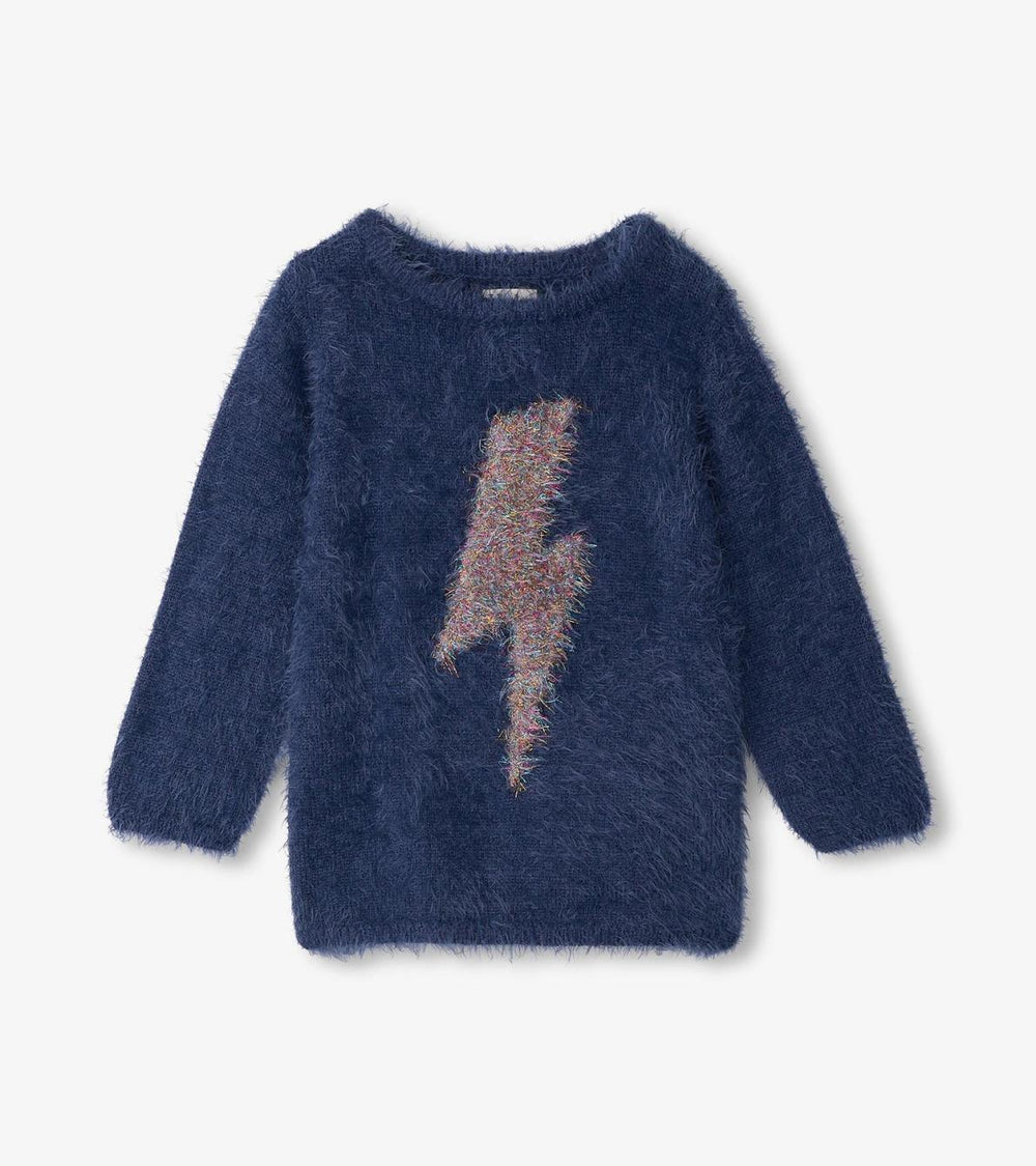 Hatley Sweaters | Girls Girls Metallic Lightning Furry Sweater