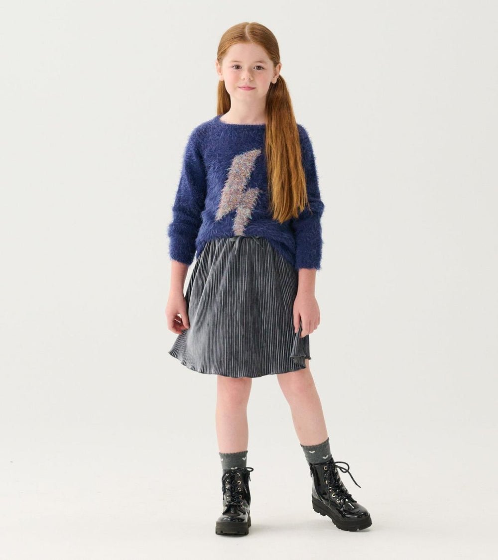 Hatley Sweaters | Girls Girls Metallic Lightning Furry Sweater