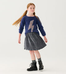 Hatley Sweaters | Girls Girls Metallic Lightning Furry Sweater