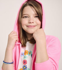 Hatley Sweaters | Girls Girls Pink Neon Raglan Hoodie