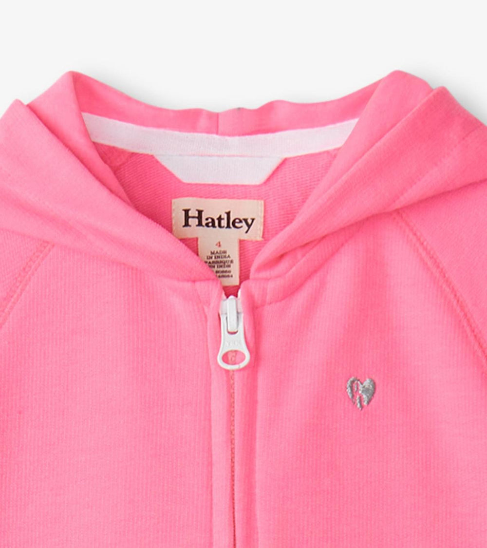 Hatley Sweaters | Girls Girls Pink Neon Raglan Hoodie