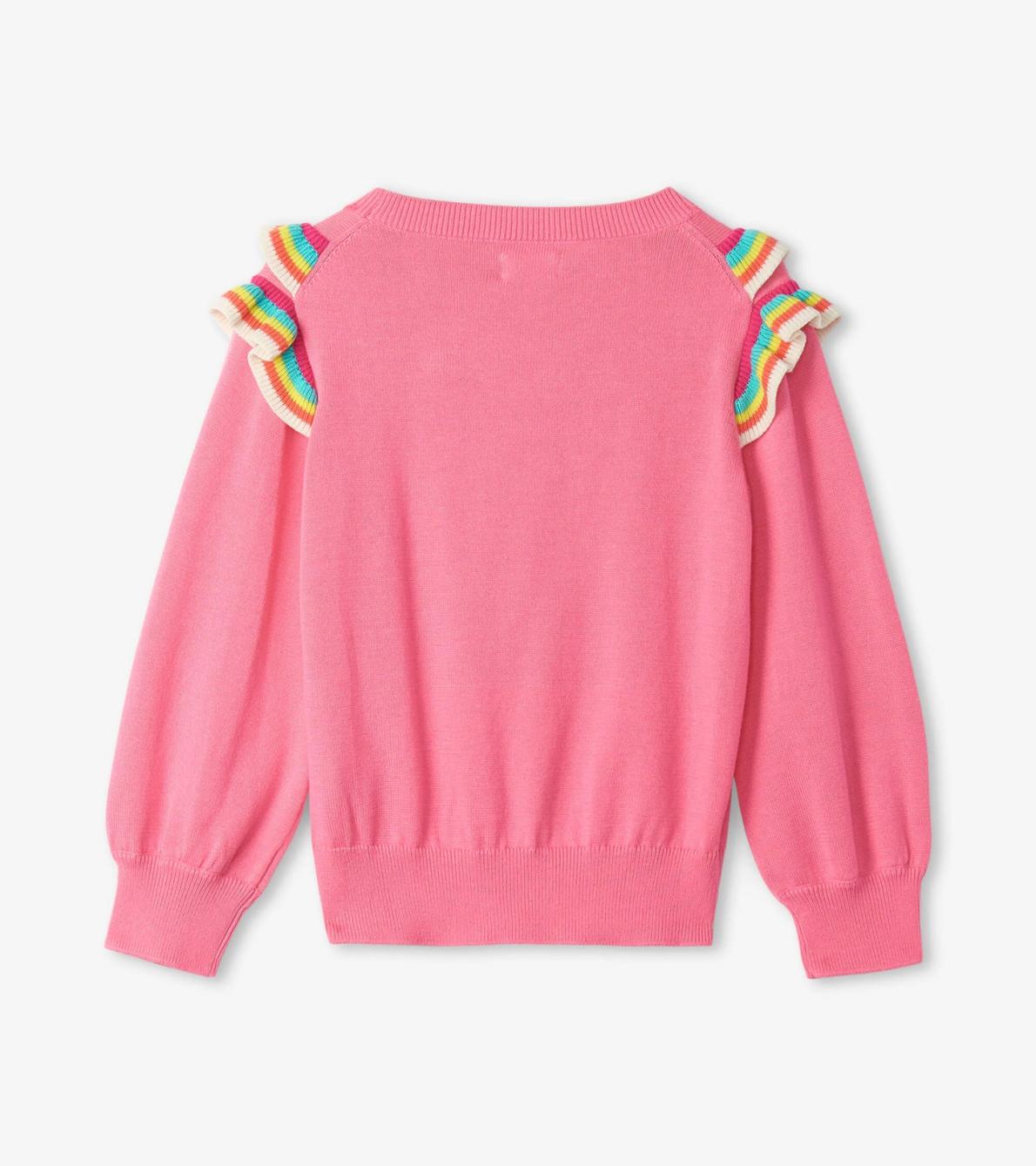 Hatley Sweaters | Girls Girls Pink Rainbow Ruffle Sweater
