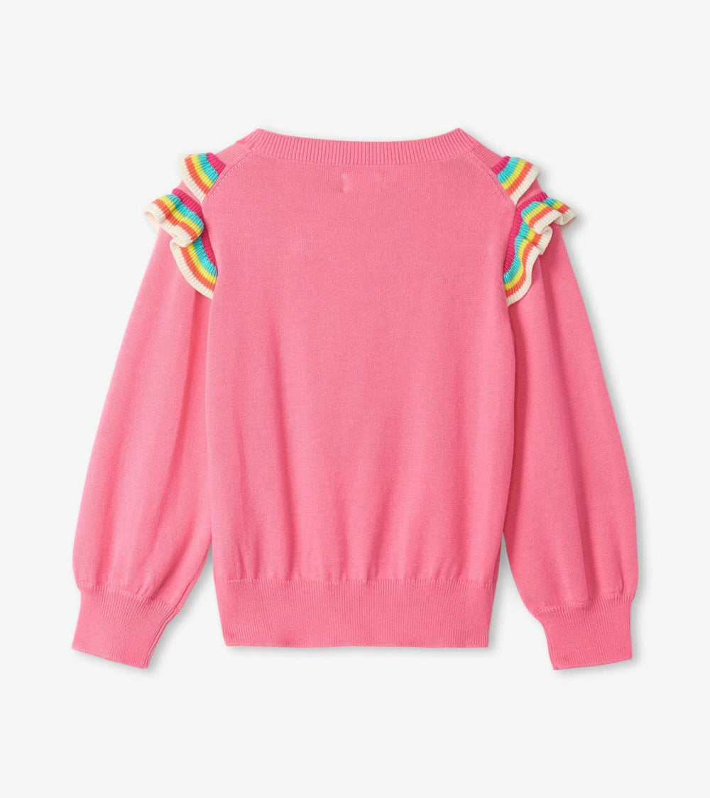 Hatley Sweaters | Girls Girls Pink Rainbow Ruffle Sweater